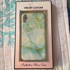 iPhone XR green and blue marble protective case